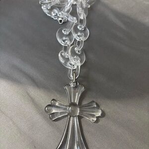 Clear Lucite Cross Pendant Necklace